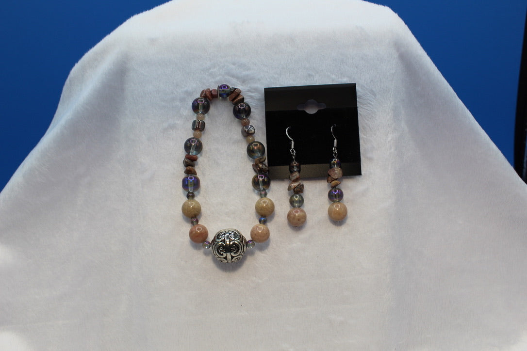 Earrings w/ Matching Bracelet - Purple - Touched By Christ