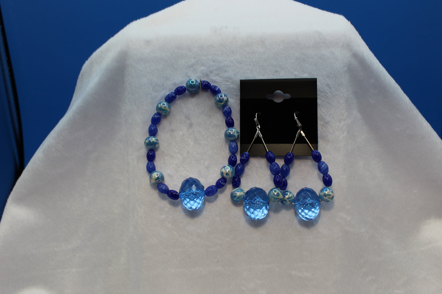 Earrings w/ Matching Bracelet - Blue - Touched By Christ