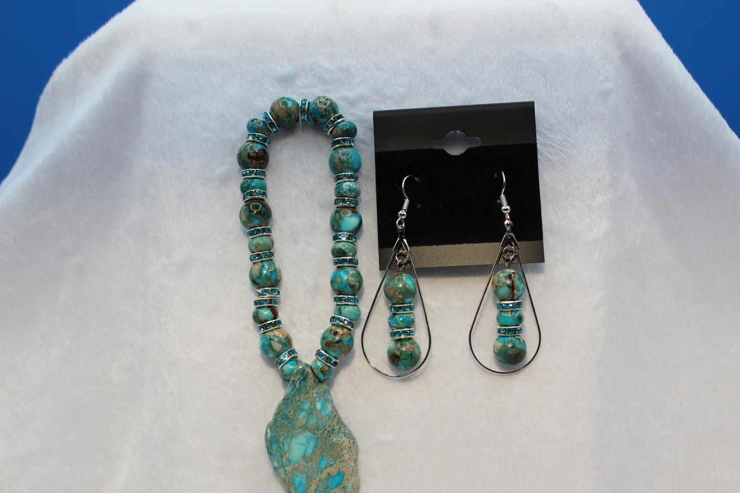 Earrings w/ Matching Bracelet - Aqua - Touched By Christ