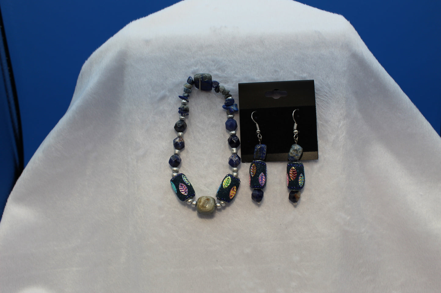 Earrings w/ Matching Bracelet - Blue - Touched By Christ