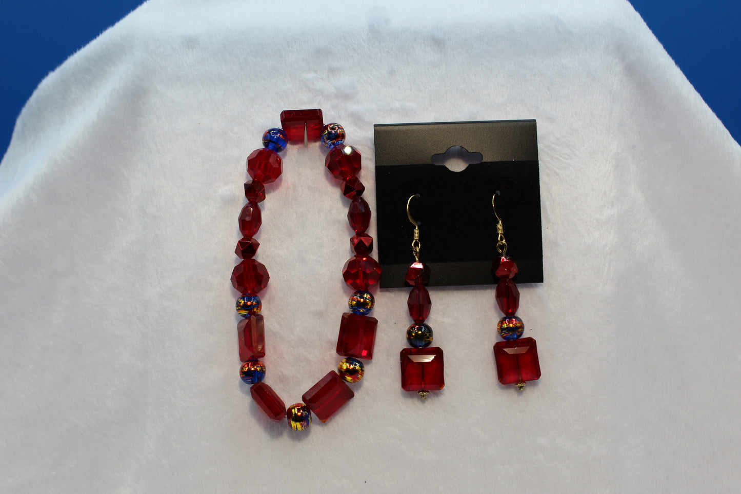 Earrings w/ Matching Bracelet - Red - Touched By Christ