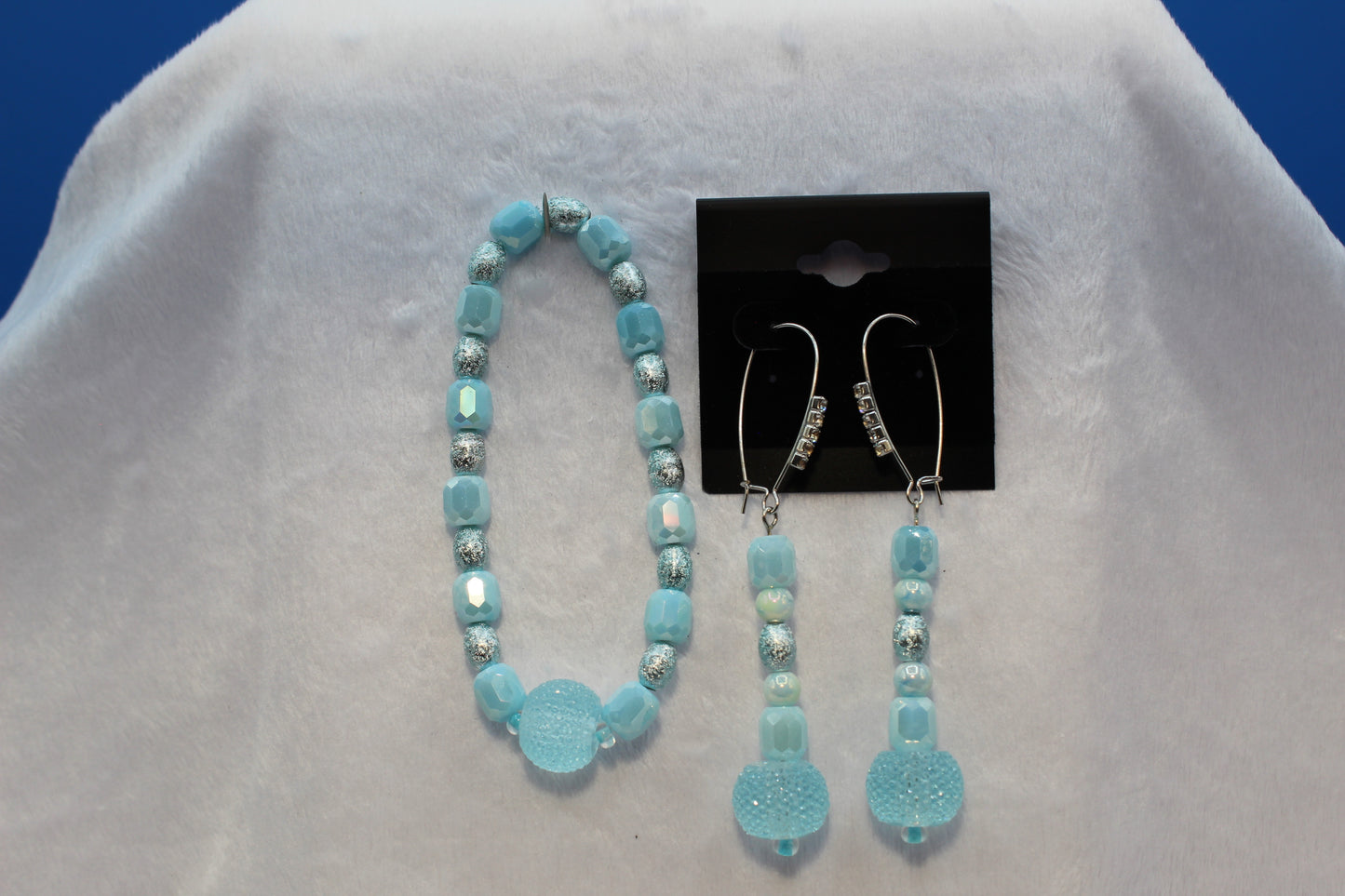Earrings w/ Matching Bracelet - Aqua - Touched By Christ