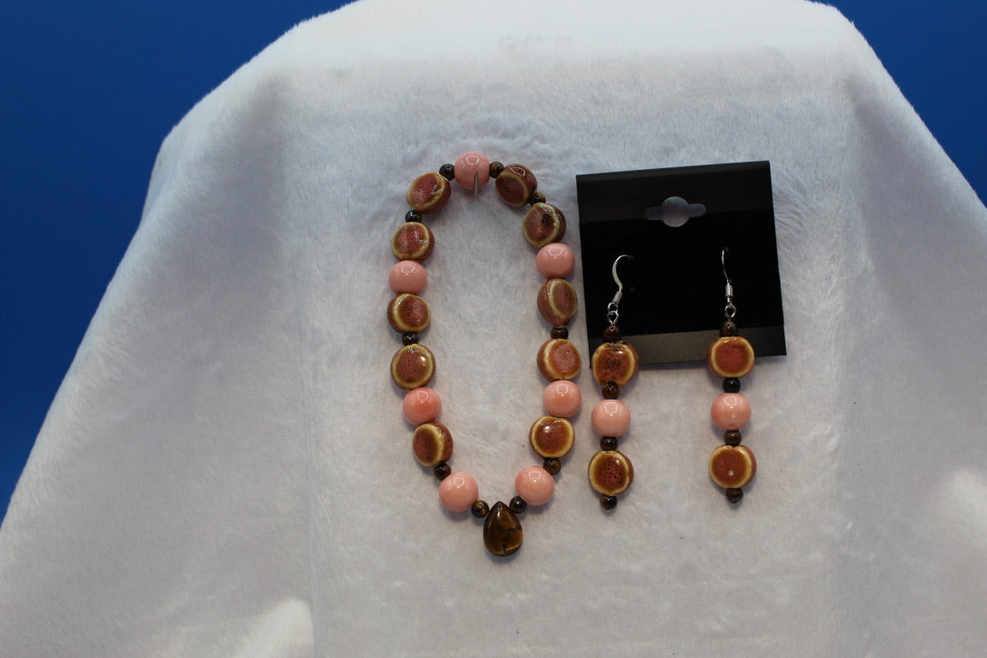 Earrings w/ Matching Bracelet - Pink - Touched By Christ