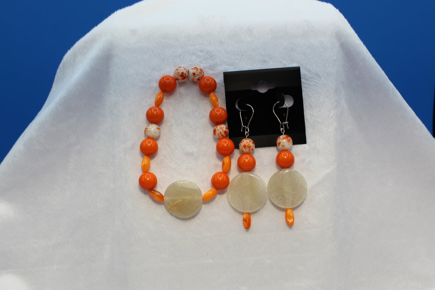 Earrings w/ Matching Bracelet - Orange - Touched By Christ