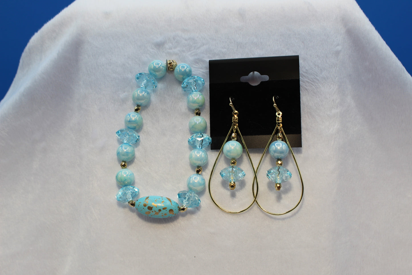 Earrings w/ Matching Bracelet - Aqua - Touched By Christ