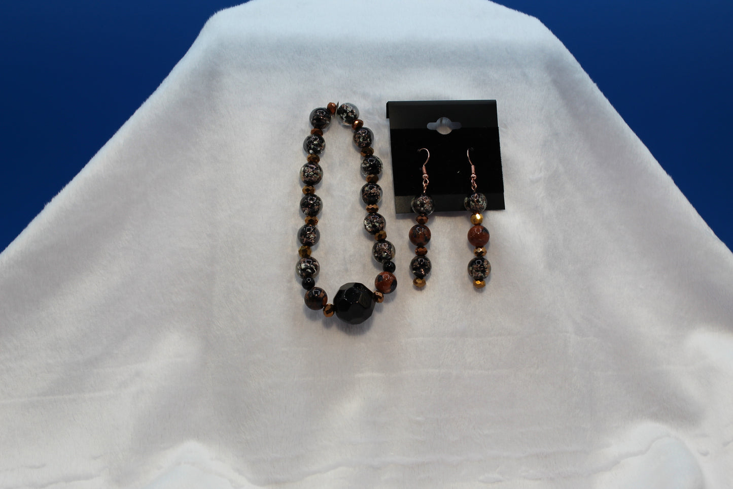Earrings w/ Matching Bracelet - Black - Touched By Christ