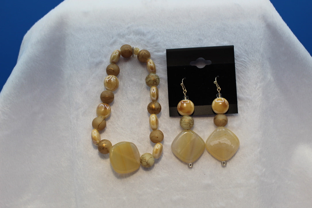 Earrings w/ Matching Bracelet - Brown - Touched By Christ