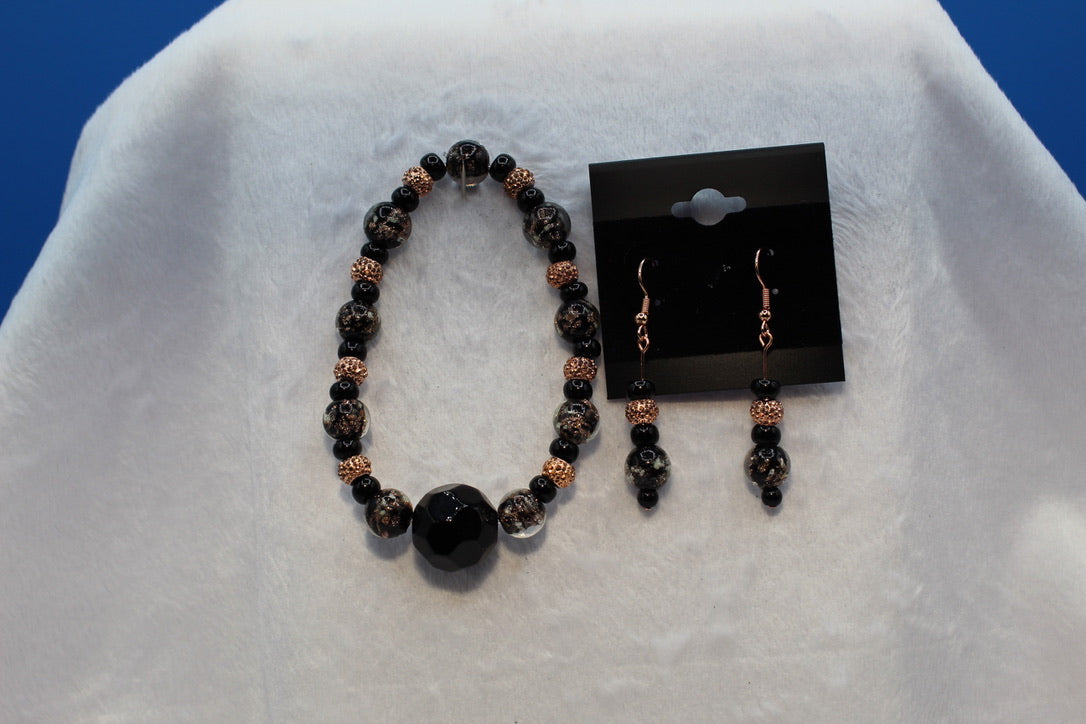 Earrings w/ Matching Bracelet - Brown - Touched By Christ