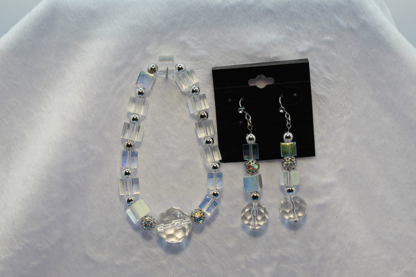 Earrings w/ Matching Bracelet - Clear (D2) - Touched By Christ