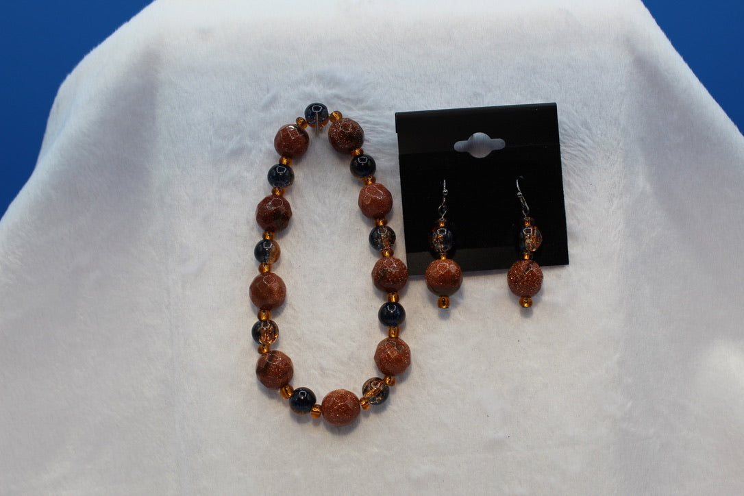 Earrings w/ Matching Bracelet - Brown - Touched By Christ