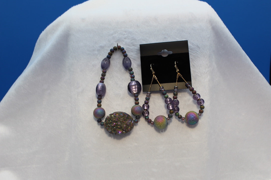 Earrings w/ Matching Bracelet - Purple - Touched By Christ