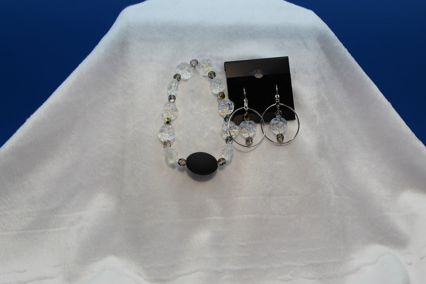 Earrings w/ Matching Bracelet - Clear - Touched By Christ