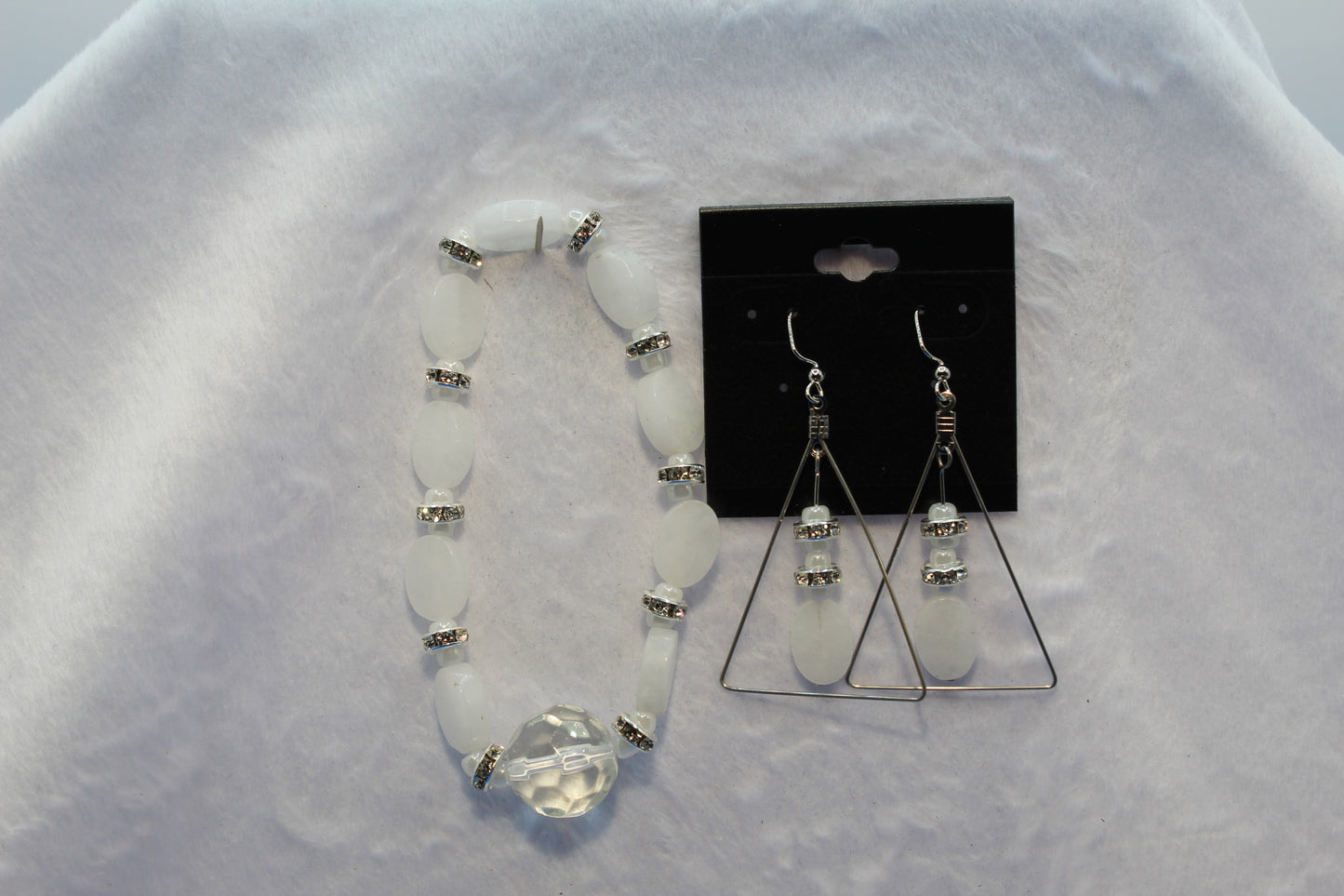 Earrings w/ Matching Bracelet - White (D2) - Touched By Christ