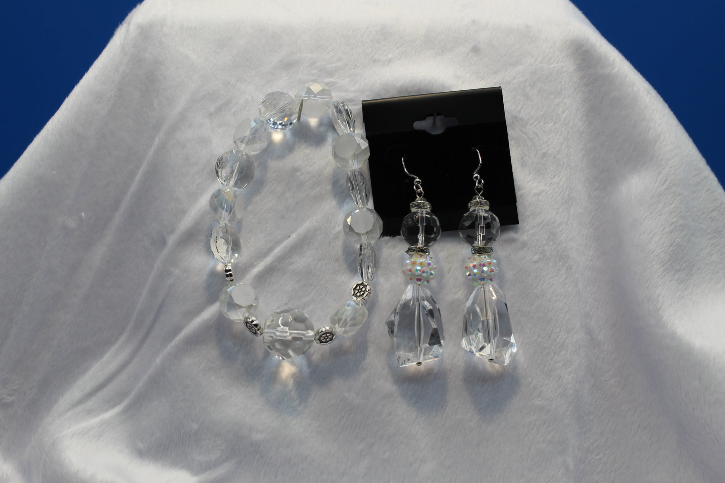 Earrings w/ Matching Bracelet - Clear - Touched By Christ