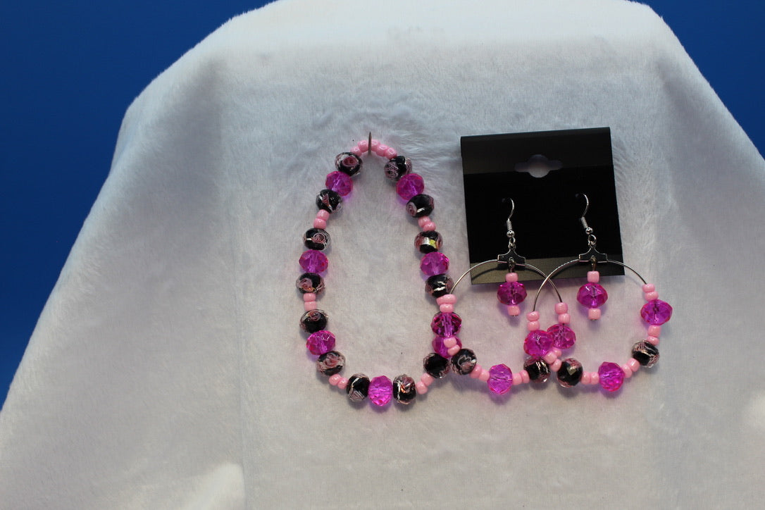 Earrings w/ Matching Bracelet - Pink - Touched By Christ