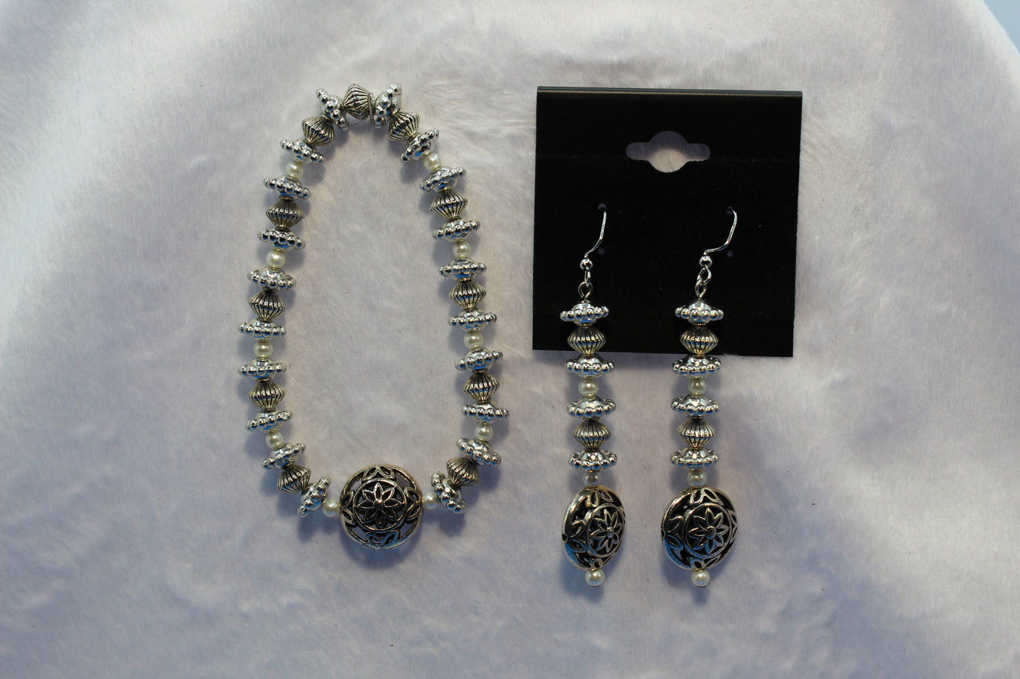 Earrings w/ Matching Bracelet - Gray - Touched By Christ