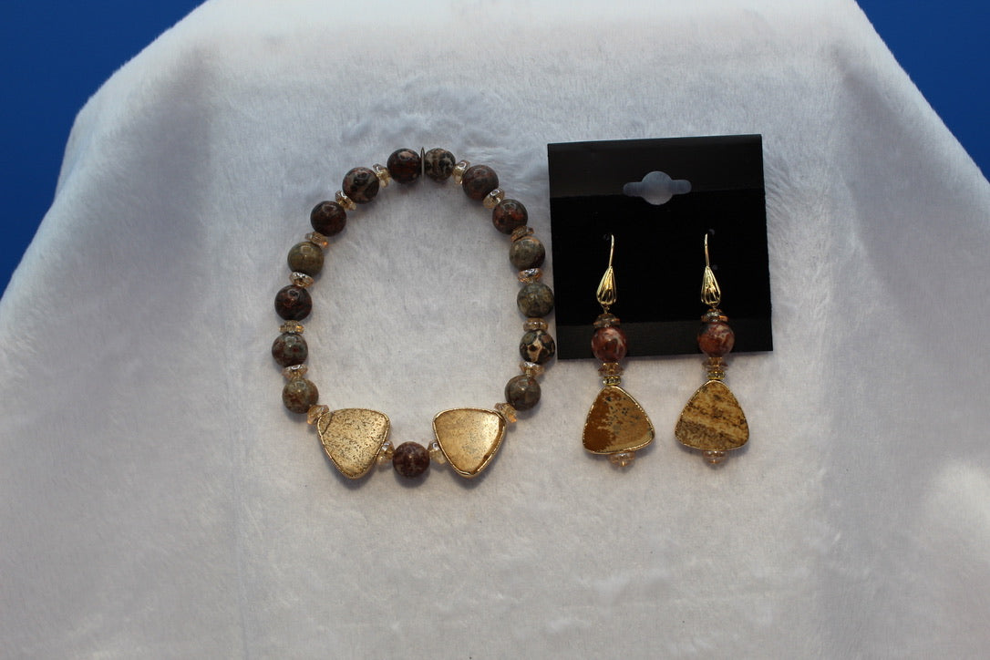 Earrings w/ Matching Bracelet - Brown - Touched By Christ