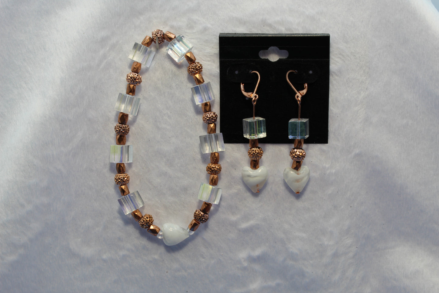 Earrings w/ Matching Bracelet - White - Touched By Christ