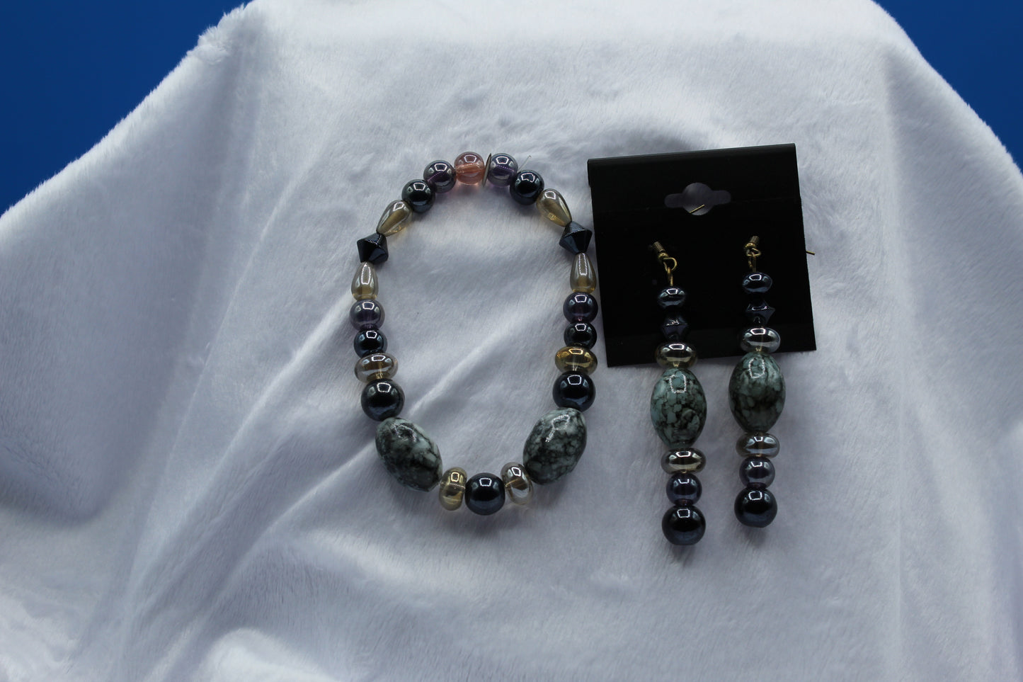 Earrings w/ Matching Bracelet - Gray - Touched By Christ