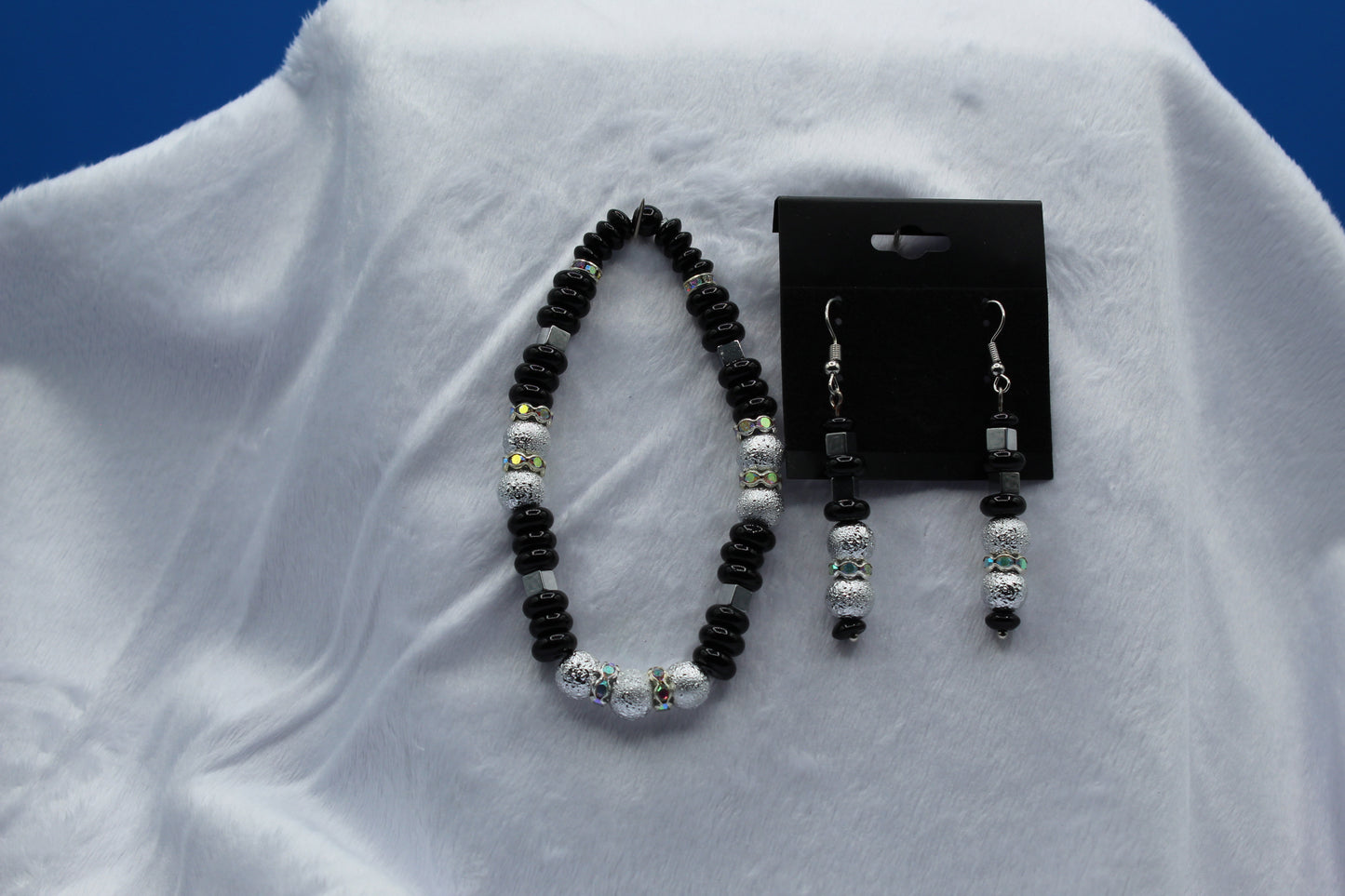 Earrings w/ Matching Bracelet - Black - Touched By Christ