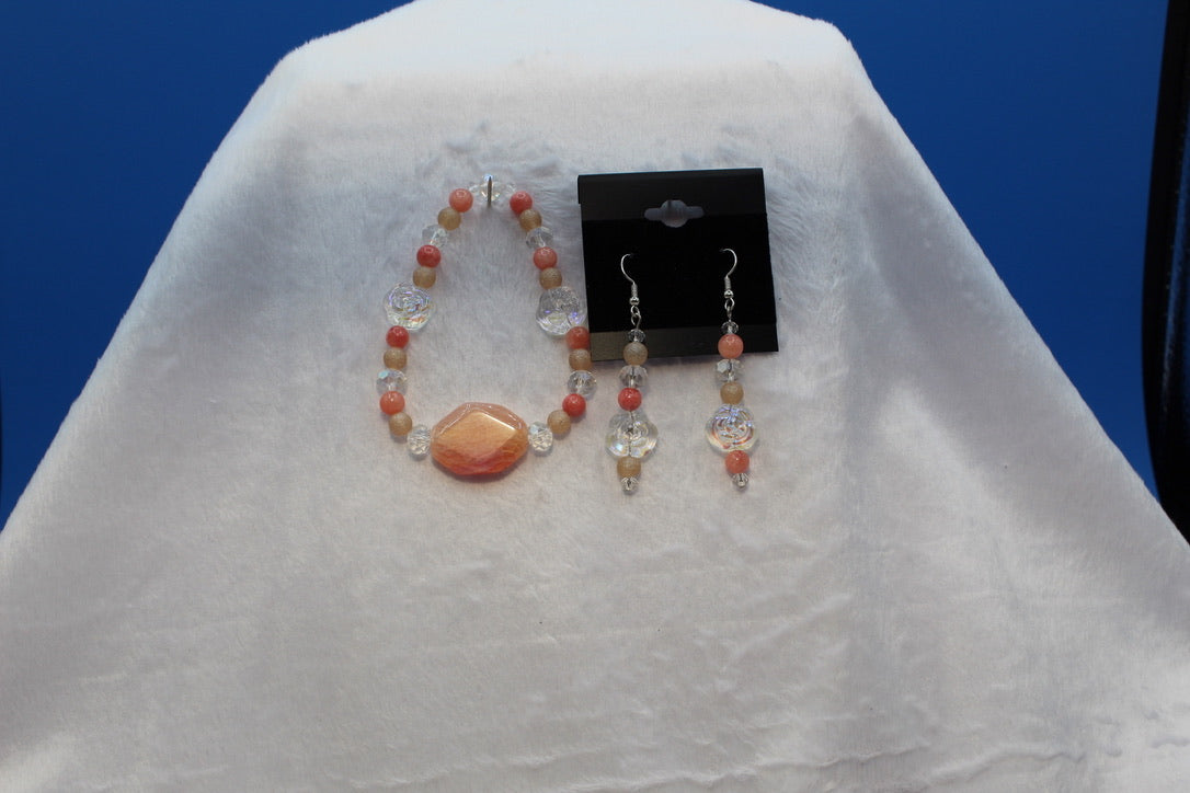 Earrings w/ Matching Bracelet - Orange - Touched By Christ