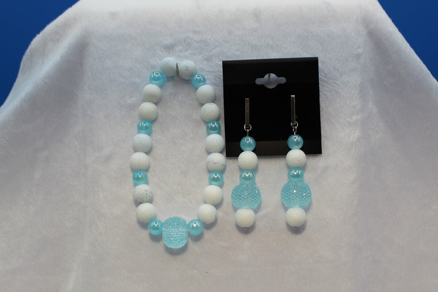 Earrings w/ Matching Bracelet - Aqua - Touched By Christ