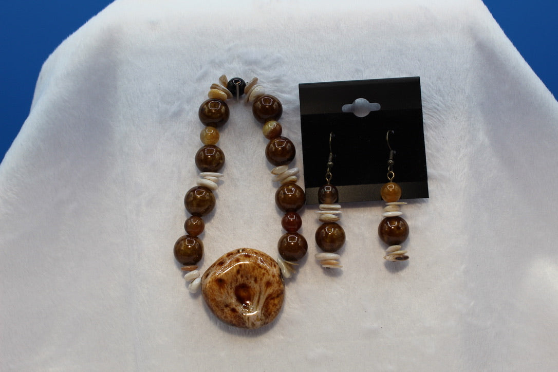 Earrings w/ Matching Bracelet - Brown - Touched By Christ