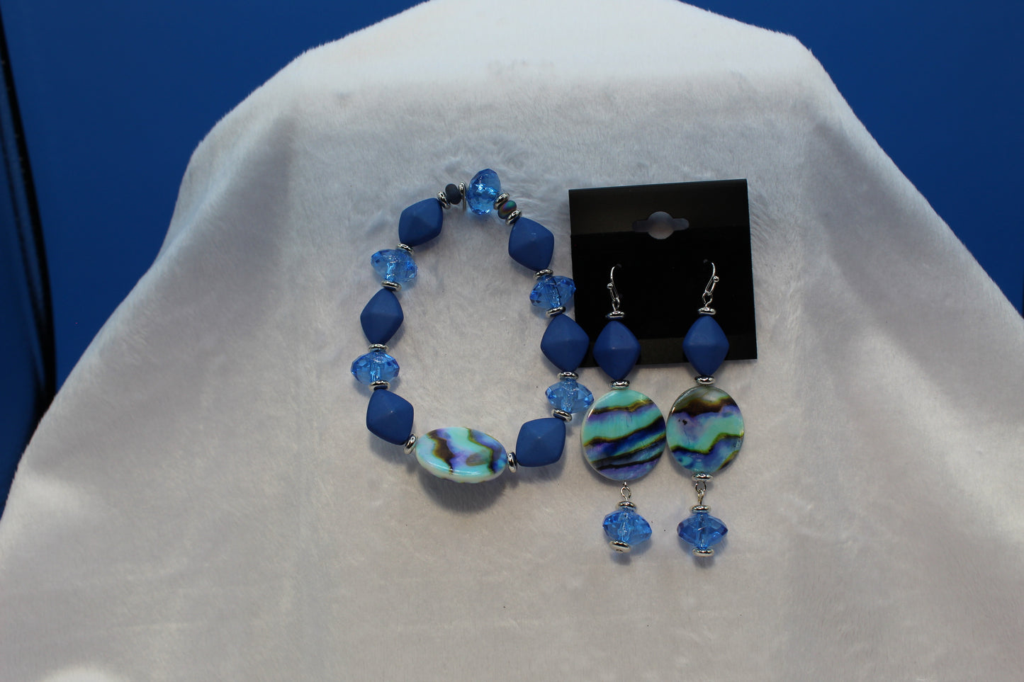 Earrings w/ Matching Bracelet - Blue - Touched By Christ