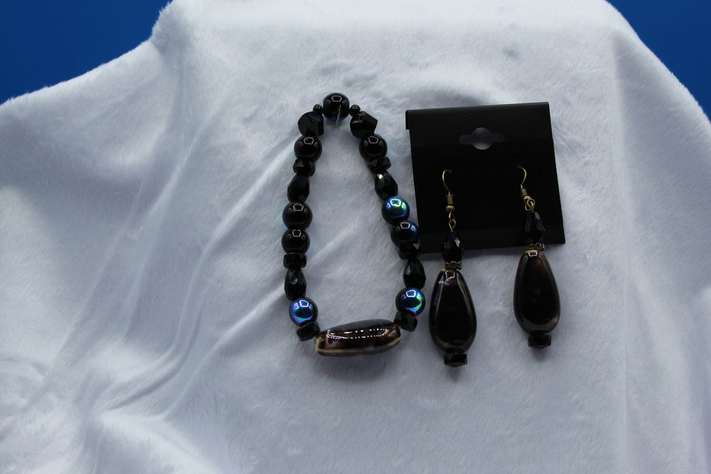 Earrings w/ Matching Bracelet - Black - Touched By Christ