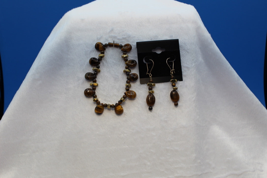 Earrings w/ Matching Bracelet - Brown - Touched By Christ