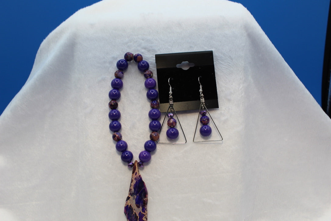 Earrings w/ Matching Bracelet - Purple - Touched By Christ