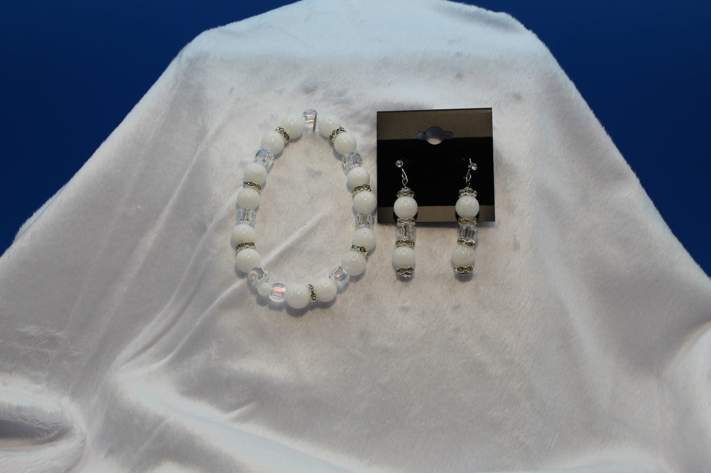 Earrings w/ Matching Bracelet - White - Touched By Christ