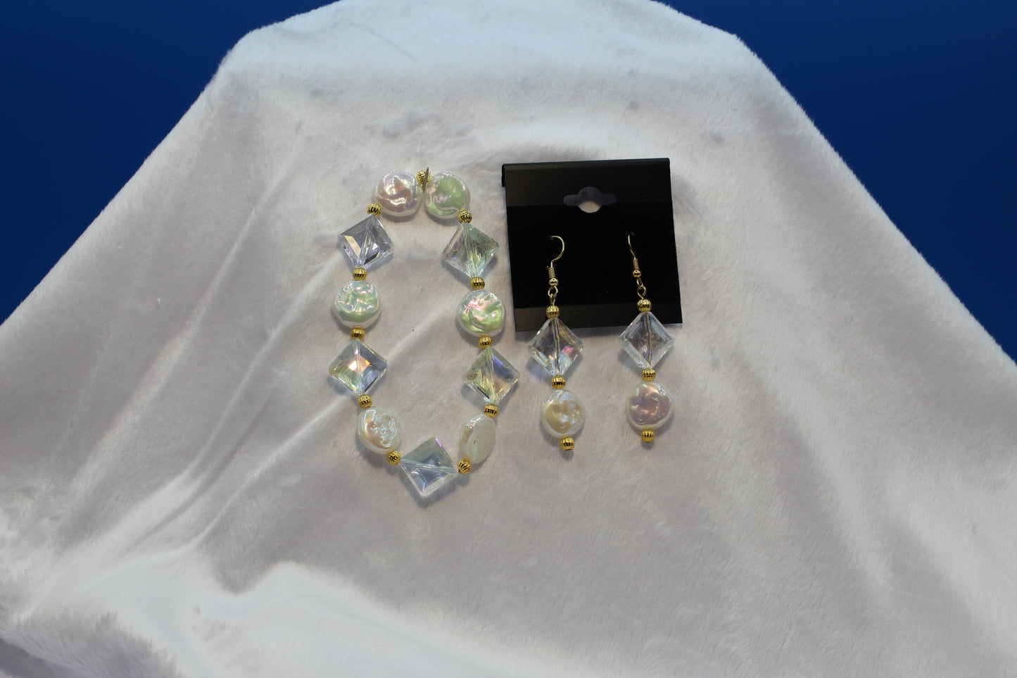 Earrings w/ Matching Bracelet - Clear - Touched By Christ