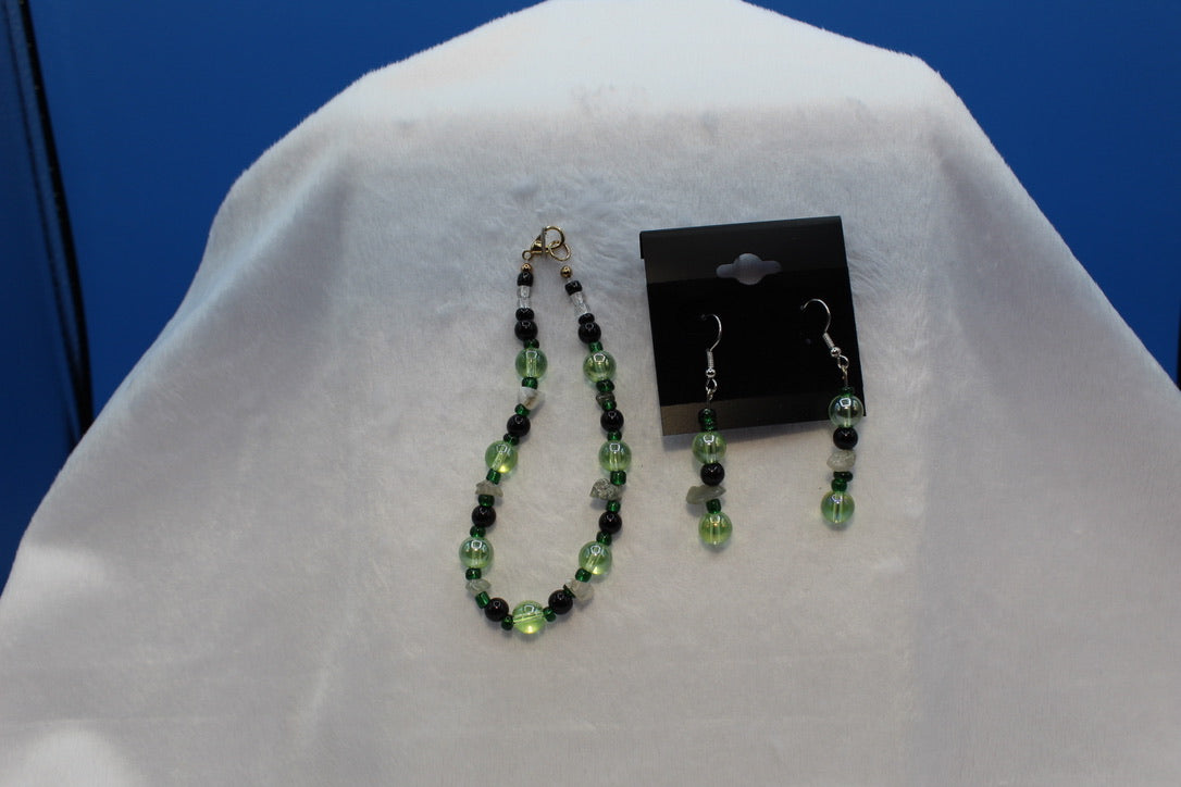 Earrings w/ Matching Bracelet - Green - Touched By Christ