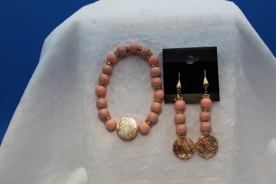 Earrings w/ Matching Bracelet - Pink - Touched By Christ