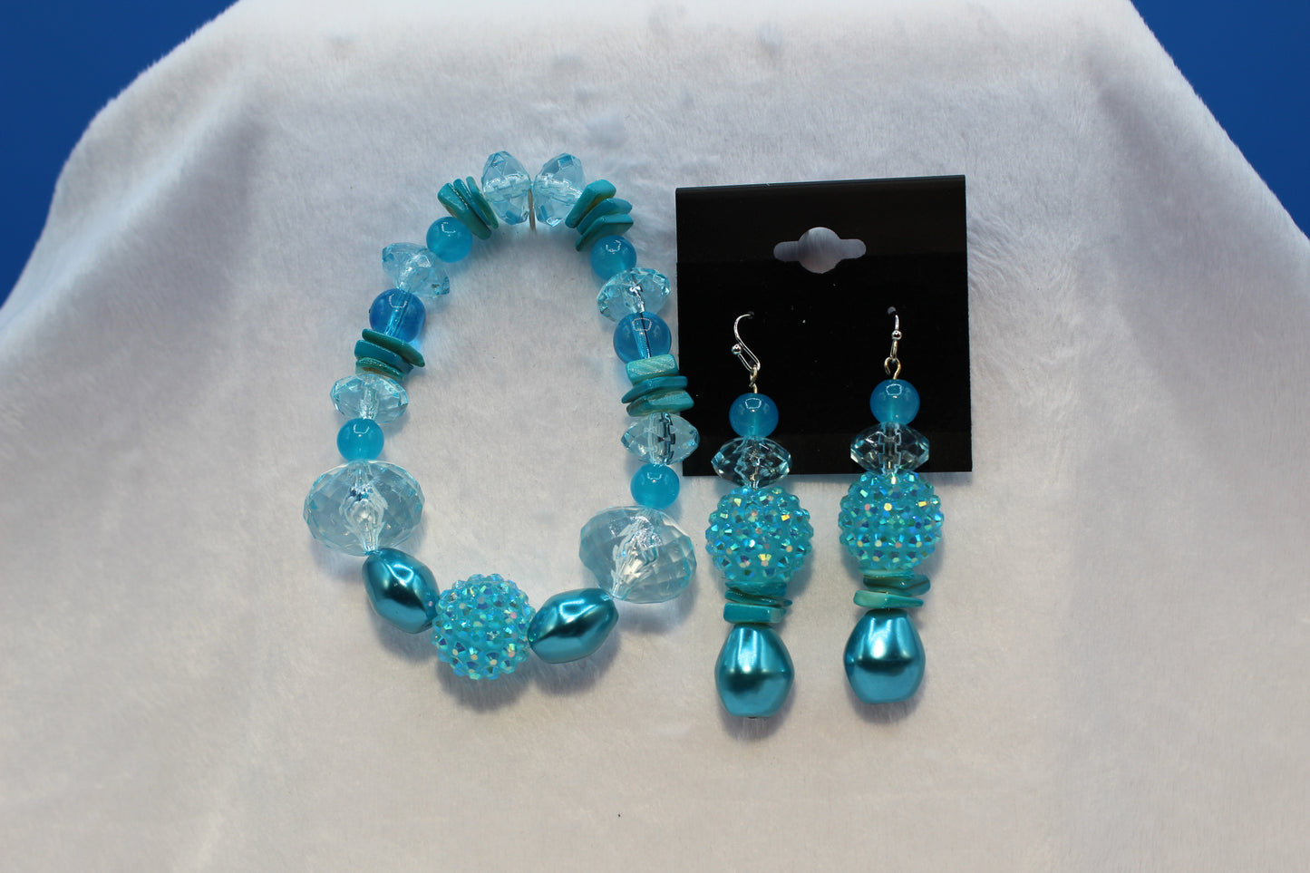 Earrings w/ Matching Bracelet - Aqua - Touched By Christ