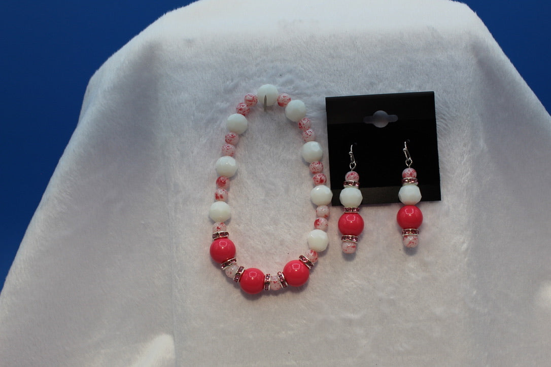 Earrings w/ Matching Bracelet - Pink - Touched By Christ