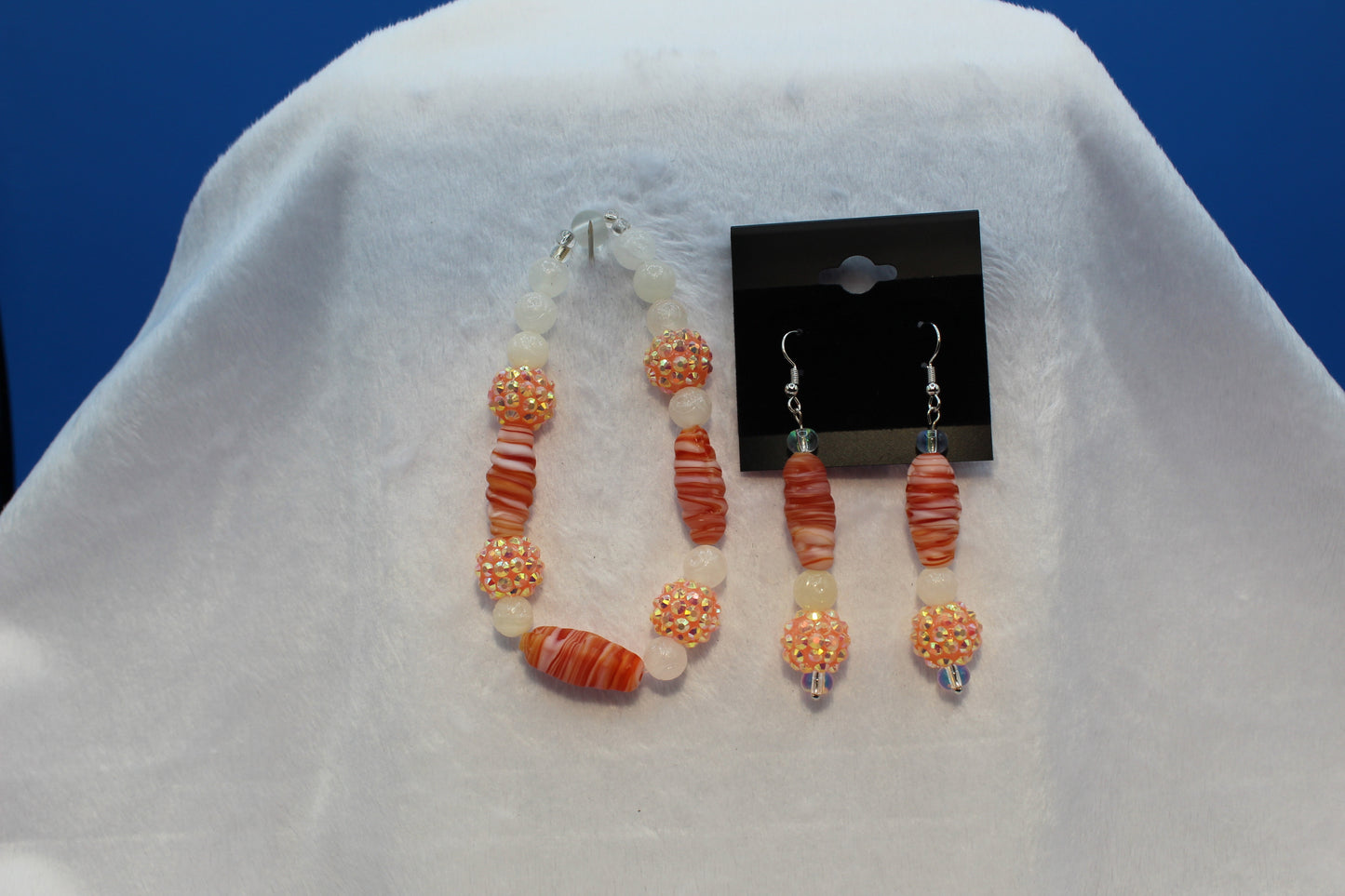 Earrings w/ Matching Bracelet - Orange - Touched By Christ