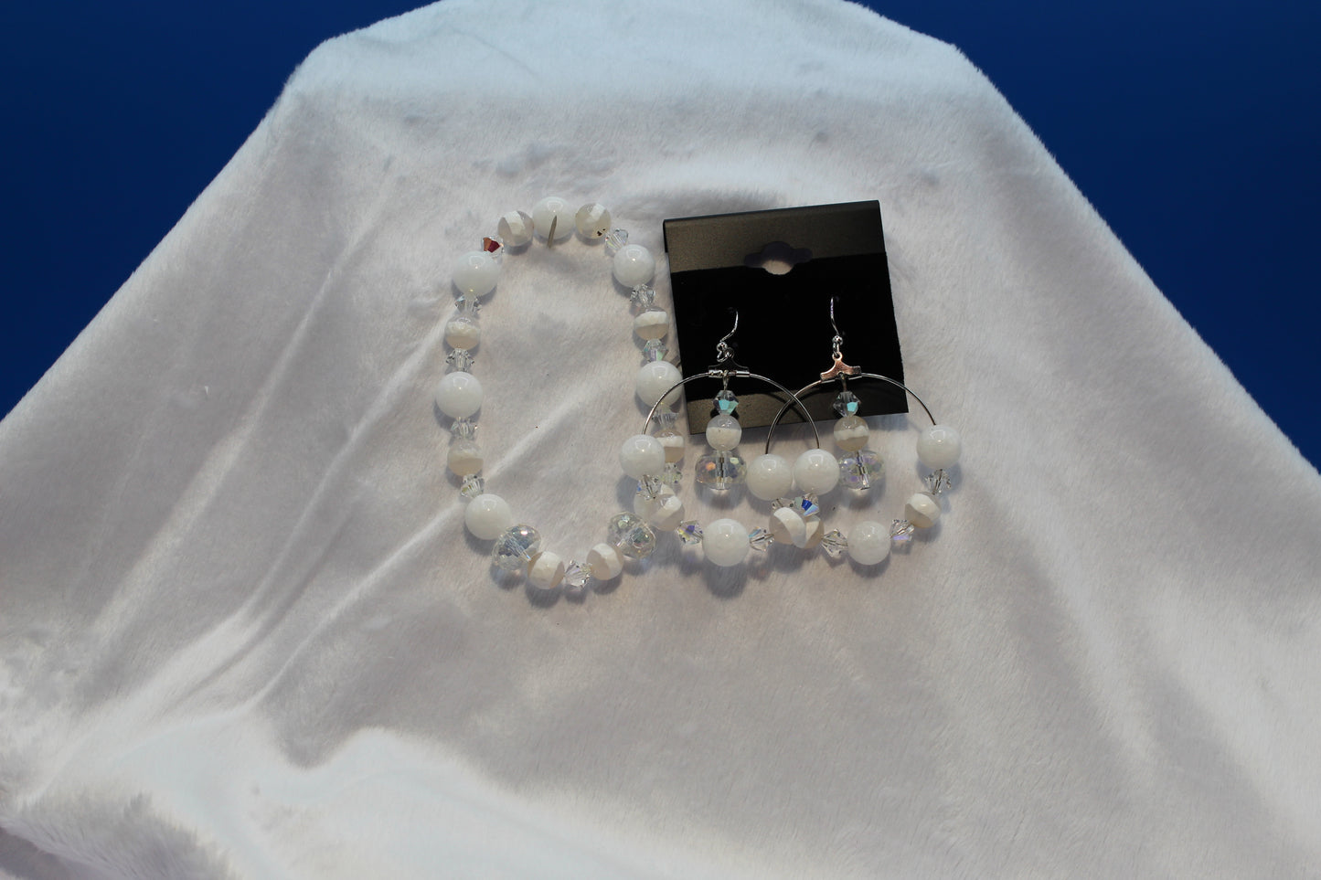 Earrings w/ Matching Bracelet - White - Touched By Christ