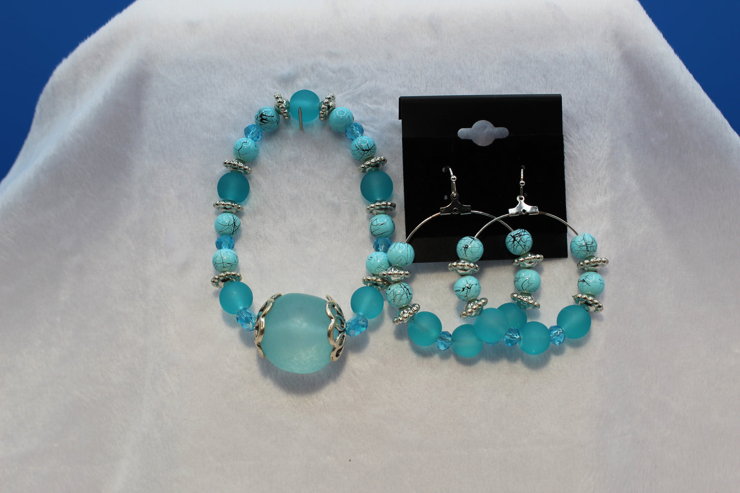 Earrings w/ Matching Bracelet - Aqua - Touched By Christ