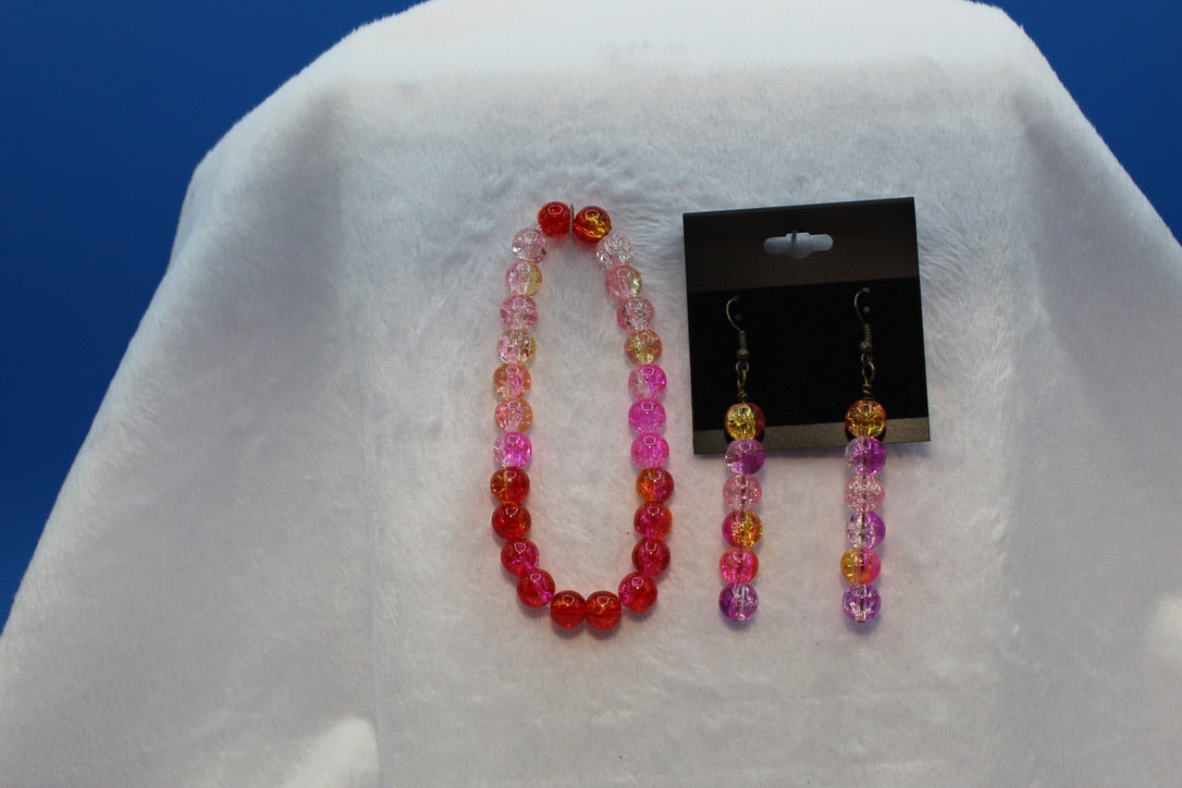 Earrings w/ Matching Bracelet - Pink - Touched By Christ