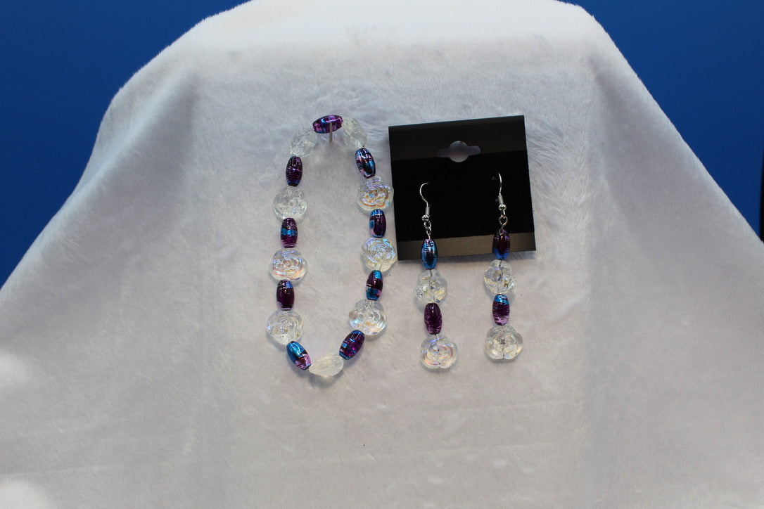 Earrings w/ Matching Bracelet - Purple - Touched By Christ