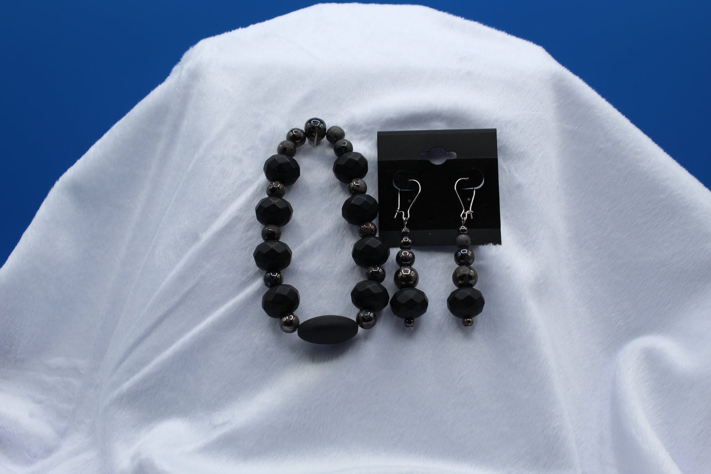 Earrings w/ Matching Bracelet - Black - Touched By Christ
