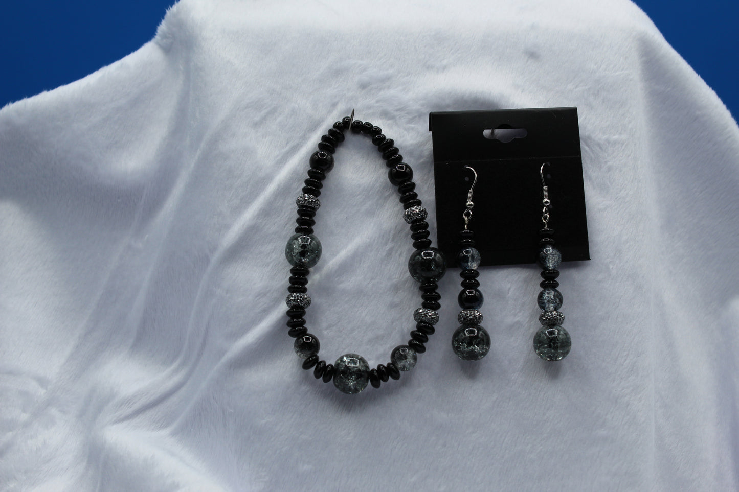 Earrings w/ Matching Bracelet - Black - Touched By Christ