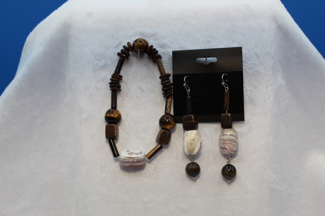 Earrings w/ Matching Bracelet - Brown - Touched By Christ