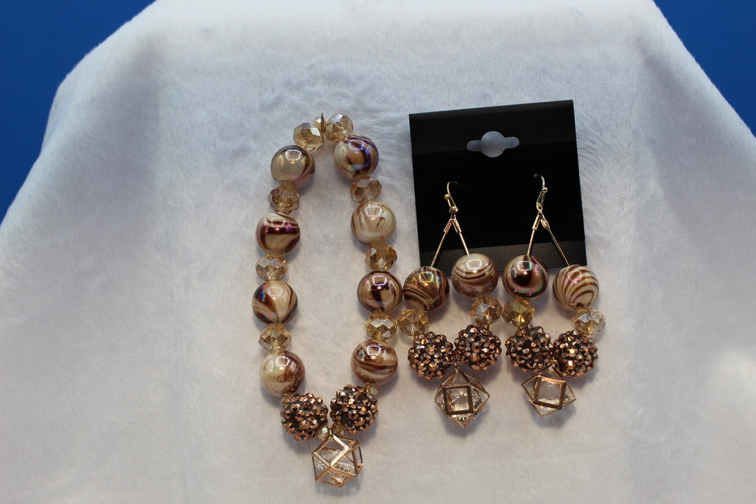 Earrings w/ Matching Bracelet - Brown - Touched By Christ
