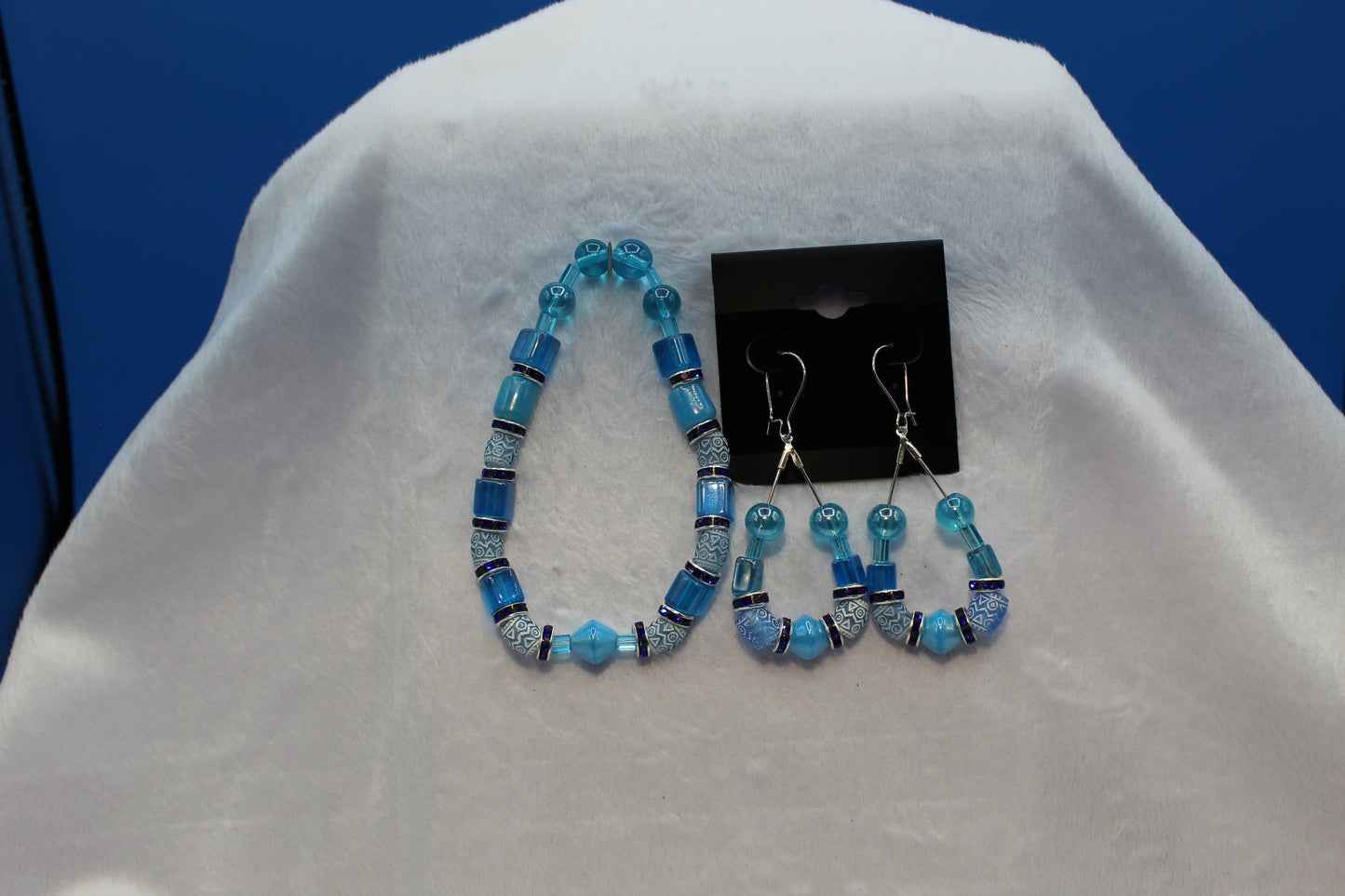 Earrings w/ Matching Bracelet - Blue - Touched By Christ