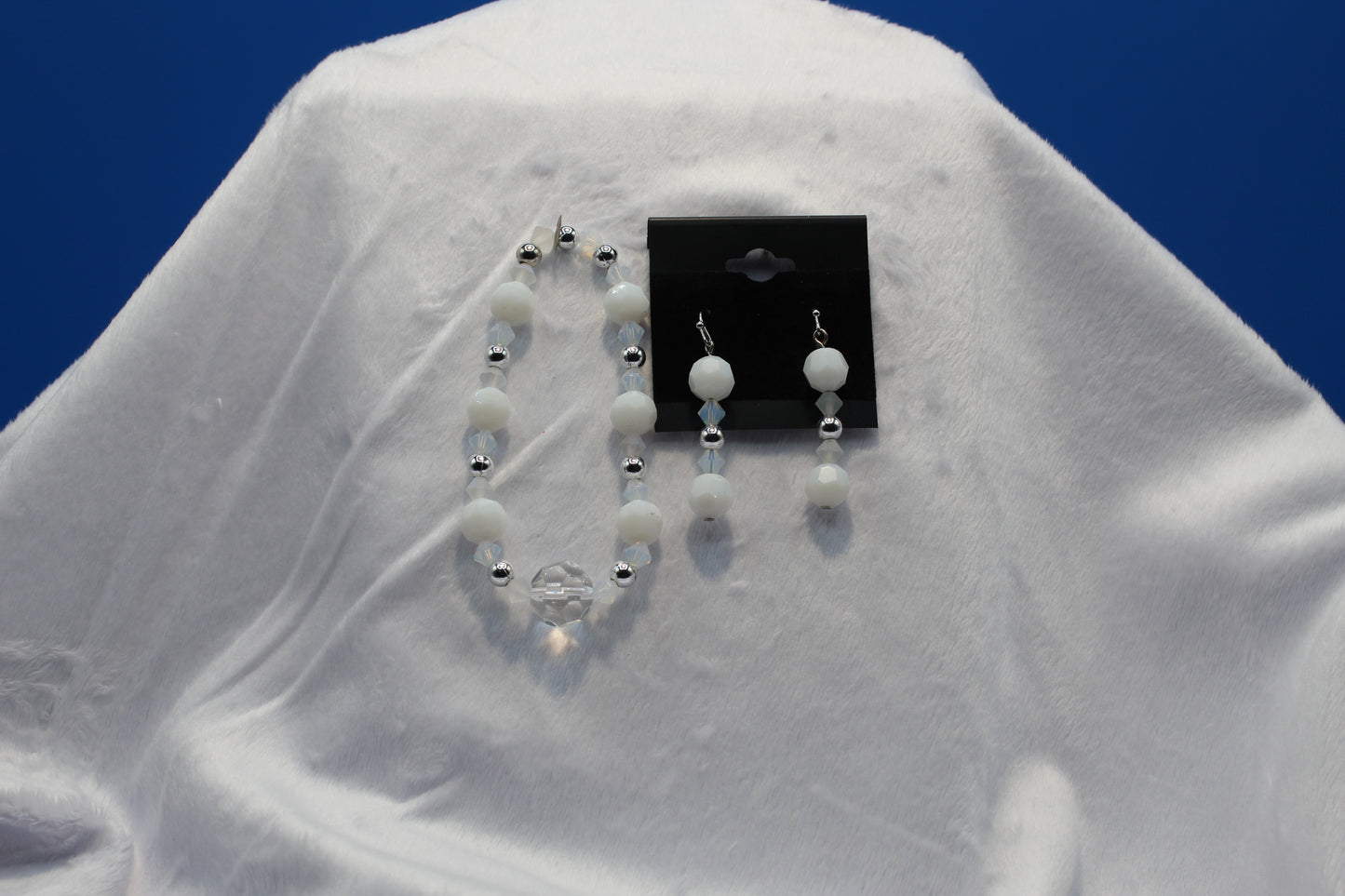 Earrings w/ Matching Bracelet - White - Touched By Christ