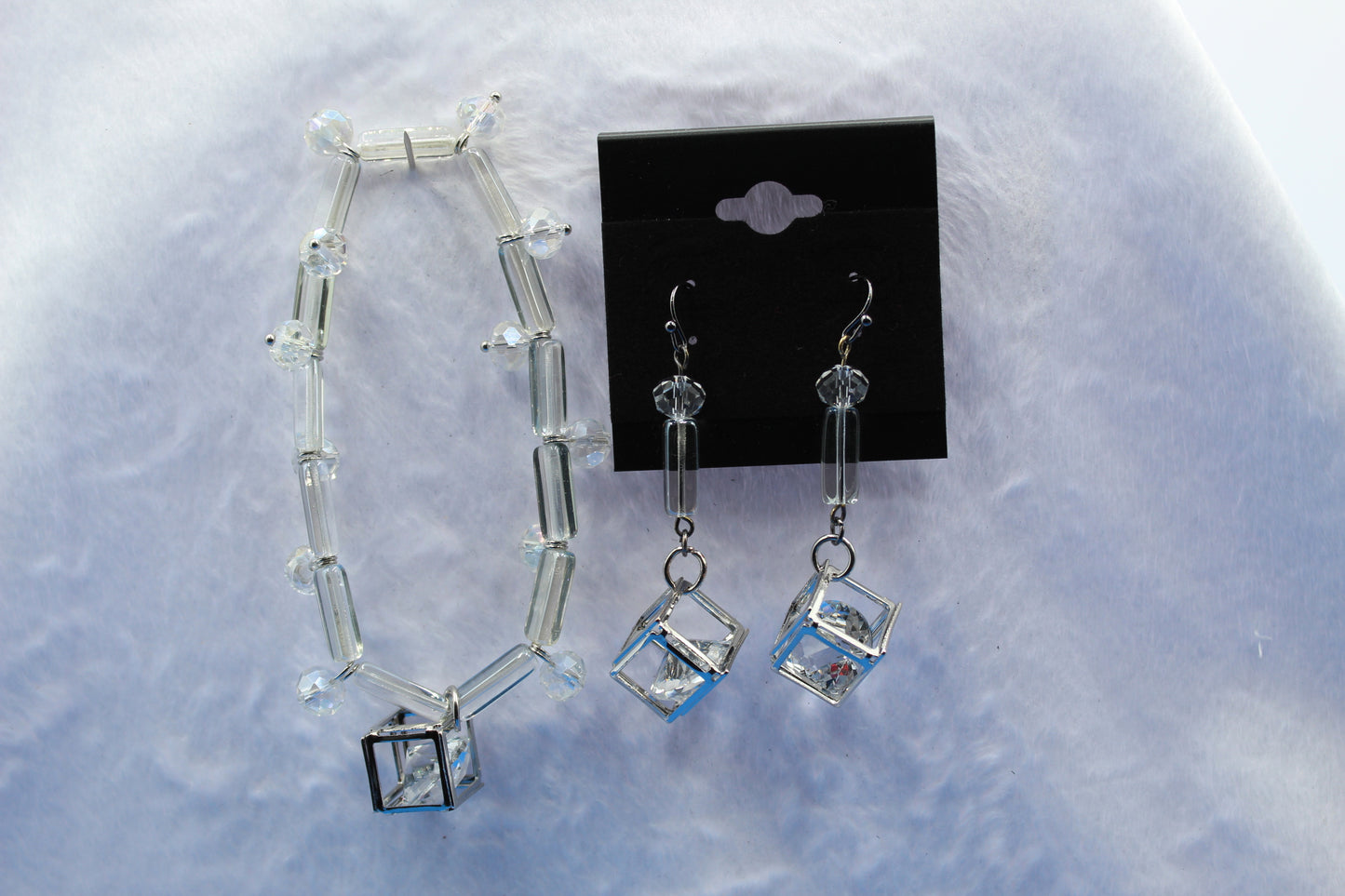 Earrings w/ Matching Bracelet - Clear - Touched By Christ