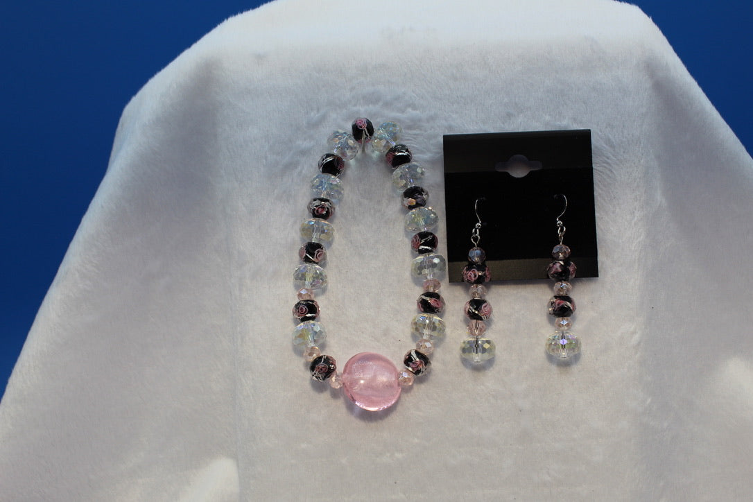 Earrings w/ Matching Bracelet - Pink - Touched By Christ